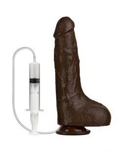 Doc Johnson Bust It Squirting Realistic Suction Cup Dildo - Black - 9.2 Inch