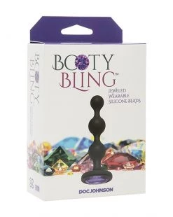 Doc Johnson Booty Bling Jewelled Wearable Silicone Anal Bead Plug - Purple - 4 Inch -Hot Sale Doc Johnson Store 216863 2
