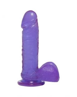 Doc Johnson Crystal Jelly 7 Inch Realistic Cock With Balls - Purple - 7inch
