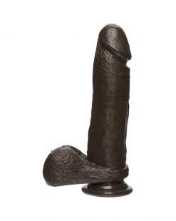 Doc Johnson The Perfect D 8 Inch Firmskyn Dildo With Balls - Brown - 8 Inch