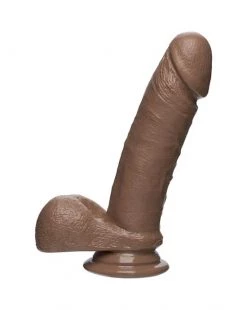 Doc Johnson The Perfect D 7 Inch Firmskyn Dildo With Balls - Brown - 7inch