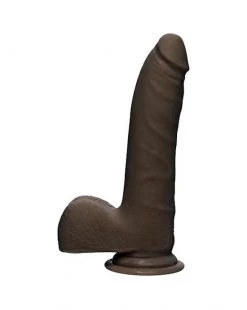 Doc Johnson The Ultraskyn Realistic Slim Dildo With Balls - Brown - 7 Inch