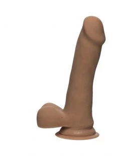 Doc Johnson Ultraskyn Slim Dildo With Balls - Tan - 6 Inch