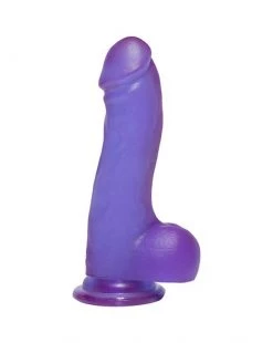 Doc Johnson Crystal Jellies 7.5 Inch Master Cock With Balls - Purple - 7.5 Inch