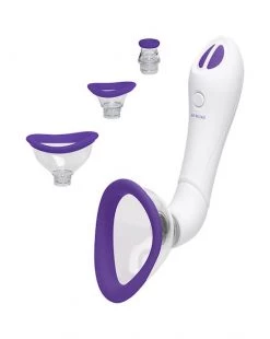 Doc Johnson Bloom-intimate Body Pump Vibrator - 4-in-1 Interchangeable Set - Purple