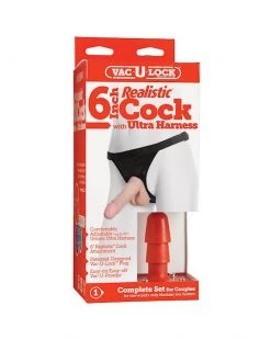 Doc Johnson Ultra Harness Set 2 - Vac U Lock Plug With Harness And 6 Inch Dildo - Black - 6 Inch